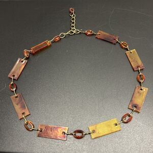 lightweight vintage orange Yellow Brown plastic link belt 36 Inch